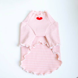 犬 服 春 かわいい 薄手 長袖 女の子 男の子 お出かけ 着せやすい 伸縮性 小型犬 中型犬 ペット服 汚れ防止【ホワイト ピンク XS S M L 】送料無料 ハートボーダー モックネックシャツ