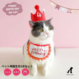 犬 誕生日 グッズ 帽子 スタイ 誕生日セット 3点セット 衣装 犬用スタイ ハット バースデー ペット用 おもちゃ 小型犬 子犬 パピー 猫 パーティーセット ペット用品ペット用誕生日3点セット