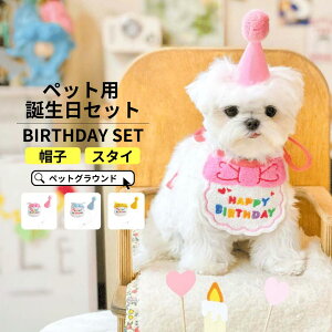 犬 誕生日 グッズ 帽子 スタイ 誕生日セット 飾り付け バルーン 衣装 犬用スタイ ハット 2点セット バースデー ペット用 おもちゃ 小型犬 子犬 パピー 猫 パーティーセット ペット用品 蝶ネク