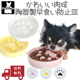犬 猫 早食い防止 陶器 皿 おしゃれ 食器 皿 スローフードボウル 早食い 吐き戻し ダイエット 肥満 カラフル ペティファーム Petifam 肉球フードボウル S M