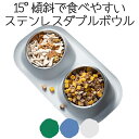 【8/4 20:00からP5倍】犬 猫 フードボウル 食器 給水器 ステンレス 傾斜 斜め 高さ 丈夫 おしゃれ 安心素材 丸洗いOK トレー 食べこぼしにくい くすみカラー ペティファーム Petifam トレー付きステンレスダブルボウル