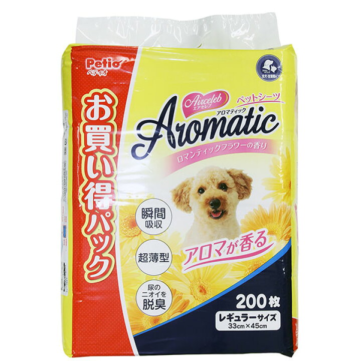 楽天市場 ペティオ エアセレブアロマティックペットシーツ レギュラー0枚お買い得パック 綿状パルプと高分子吸収体 ポリマーが尿をすばやく吸収し尿のイヤなニイを閉じ込める 香料付 犬 猫 イヌ ネコ 短毛 長毛 Petio Petio Online Shop 楽天市場店