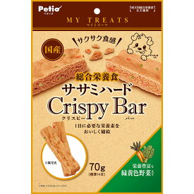 ペティオ マイトリーツ MY TREATS 総合栄養食 ササミハードクリスピーバー 緑黄色野菜入り 70g 鶏 国産 犬用おやつ 保存料不使用 1歳? Petio W13866