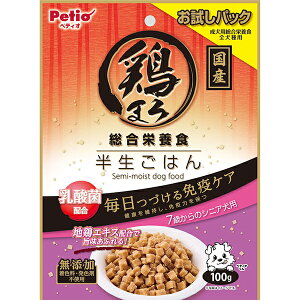 ペティオ 鶏まろ 総合栄養食 半生ごはん 7歳からのシニア犬用 100g | Petio 成犬用総合栄養食 犬用フード 全犬種 国産 日本産 乳酸菌配合 乳酸菌KH-2株配合 免疫ケア 着色料 発色剤 不使用 無添加