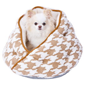 【SSポイント10倍】ペティオ 犬猫用ベッド あったかくつろぎベッド 包み込みドーム キャメルブラウン | Petio 犬用ベッド 小型犬 全猫種 ねこ ふちまくら あごのせ 隠れ家 ふわふわ 秋 冬 おしゃれ かわいい チェック 手洗い可 滑り止め付き