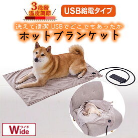 ペティオ 犬猫用 USBでどこでもあったか ホットブランケット 安心プラス グレイ W | Petio 犬用ブランケット 猫用ブランケット 全犬種 全猫種 ねこ やわらかい 秋 冬 あったか 手洗い可 温度調節 室内 屋外 USB給電