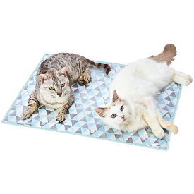 ペティオ 犬猫用マット 電気を使わない アルミ＆ジェル ソフトクールマットHNB 2L | Petio ペットマット 犬用マット 猫用マット 猫 マット 夏 ネコマット 暑さ対策 熱中症対策 ひんやり 接触冷感 お手入れ簡単 三角柄 北欧風柄 リバーシブル