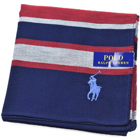 ポロ ラルフローレン ハンカチ 1枚 メンズ 綿 ブランド ハイブランド POLO Ralph Lauren 紺 ネイビー × 赤 レッド ボーダー ライト ブルー ロゴ 刺繍 男性 紳士 父の日 実用的 20代 30代 40代 50代 60代 70代 プレゼント ギフト おしゃれ ポイント消化