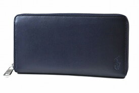 ポロ ラルフローレン 財布 長財布 ラウンドファスナー メンズ ブランド Ralph Lauren カーフ レザー 箱無 紺 ネイビー 男性 紳士 本革 訳あり