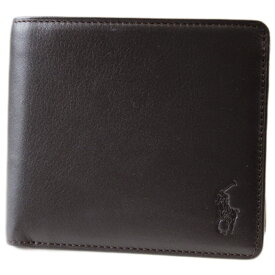 ポロ ラルフローレン 二つ折り 財布 メンズ ブランド POLO Ralph Lauren ロゴ エンボス フラップ 箱無 濃茶 ダーク ブラウン 男性 紳士 20代 30代 40代 50代 小銭入れ 本革 P-212CL 訳あり
