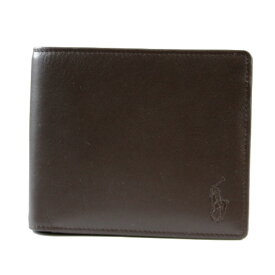 ポロ ラルフローレン 札入れ 二つ折り 財布 メンズ ブランド POLO Ralph Lauren スムースレザー ロゴ エンボス フラップ 箱無 茶 ブラウン 20代 30代 40代 50代 おしゃれ 男性 紳士 本革