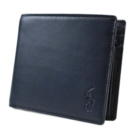 ポロ ラルフローレン 二つ折り 財布 メンズ ブランド POLO Ralph Lauren ロゴ エンボス フラップ 箱無 紺 ネイビー 男性 紳士 本革 P-212CL 訳あり