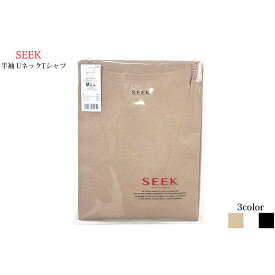 シーク アンダーシャツ Uネック 半袖 Tシャツ メンズ ブランド SEEK M L LL シークベージュ 白 ホワイト 黒 ブラック アンダーウェア インナーシャツ 下着 綿 深めUネック ビジネス 20代 30代 40代 50代 男性 紳士