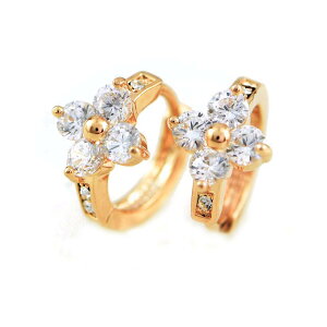 【50%OFFクーポン対象】 ピアス レディース フープピアス キュービックジルコニア フラワー 花 k18 18金 金属アレルギー対応 プチルル 誕生日 プレゼント クリスマス ギフト Petit Lulu プチルル