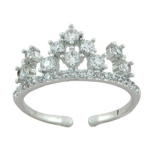 【50%OFFクーポン対象】 指輪 リング レディース ダイヤモンドCZ 王冠 クラウン プリンセス ティアラ ハーフエタニティ 金属アレルギー対応 誕生日 クリスマス プレゼント ギフト Petit Lulu プ