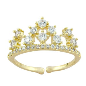 【50%OFFクーポン対象】 指輪 リング レディース ダイヤモンドCZ 王冠 クラウン プリンセス ティアラ ハーフエタニティ 金属アレルギー対応 誕生日 クリスマス プレゼント ギフト Petit Lulu プ