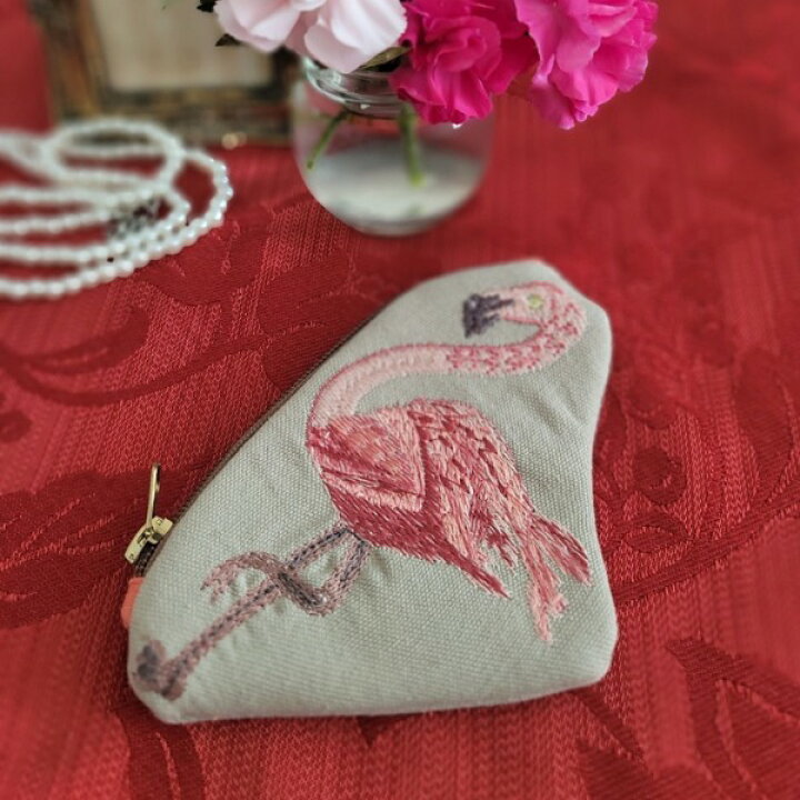 楽天市場】フラミンゴ刺繍ポーチ M26-1737 ミニポーチ ポーチ 