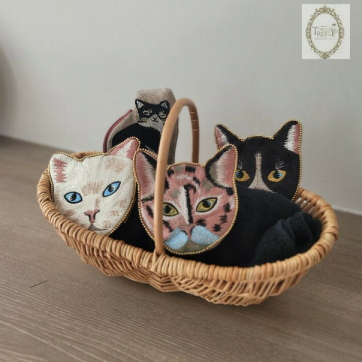 楽天市場】キャット刺繍ポーチ（3カラー） ミニポーチ ポーチ ねこ 