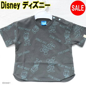 Disney ディズニー 子供服 Tシャツ 半袖 ミッキー ドナルド 総柄 グレー (サイズ：90.95) 32110207904