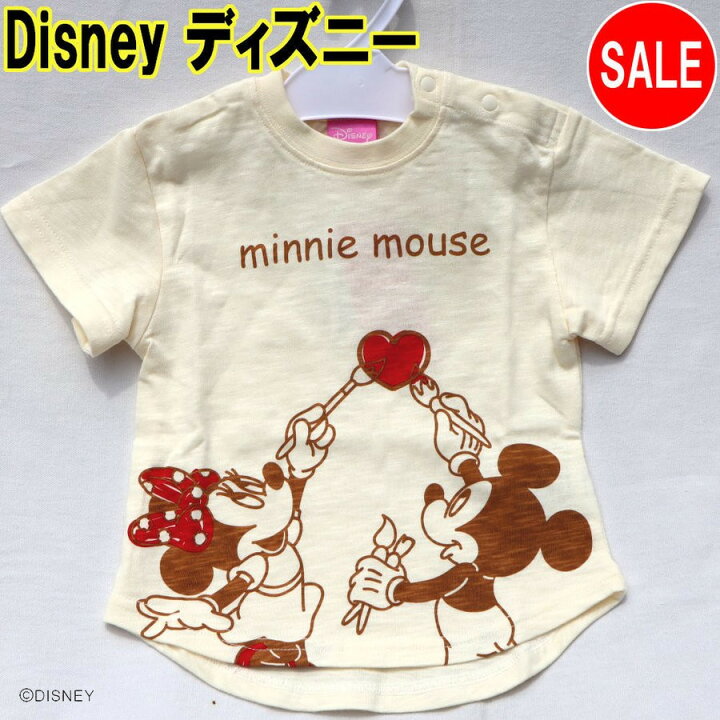楽天市場 Disney ディズニー 子供服 ｔシャツ 半袖 ミッキー ミニー ペイント ハート クリーム イエロー サイズ 80 90 95 プチアーク楽天市場店