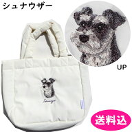 ドッグ　トートバッグ　刺繍　軽量　お散歩バッグ　サブバッグ（シュナウザー）