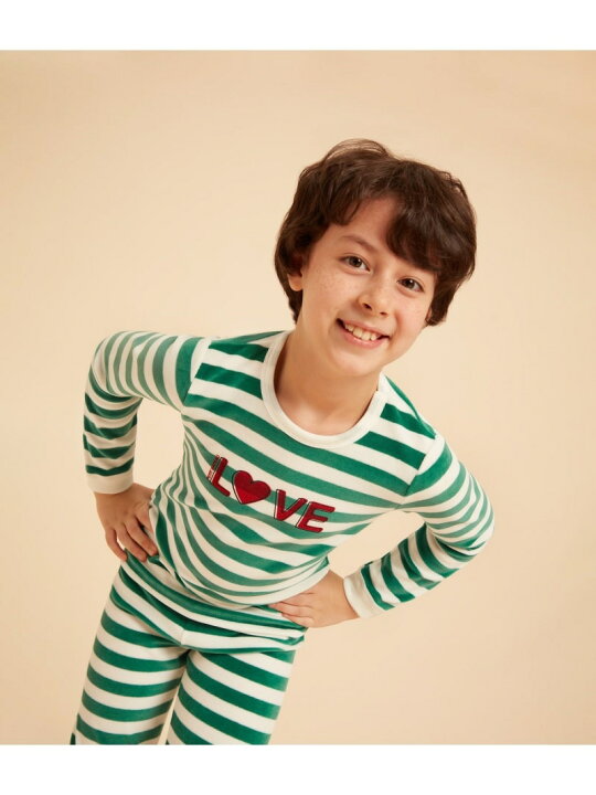 楽天市場】【SALE／10%OFF】ベロアボーダー長袖パジャマ PETIT BATEAU 
