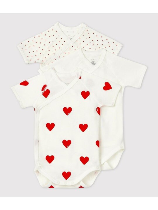 楽天市場】ハートプリント半袖あわせボディ3枚組 PETIT BATEAU 