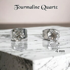 ピアス　トルマリンクォーツ　一粒　4mm　ファセットカット　レディース　魔除け　厄除け　幸運　お守り　パワーストーン　天然石　サージカルステンレス　金属アレルギー対応　小さい　シンプル　上品　綺麗　大人可愛い　両耳　送料無料　プレゼント　プチプラ　買い回り