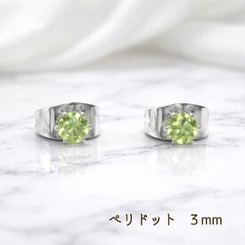 つけっぱなしOK　ピアス　ペリドット　一粒　3mm　爪あり　ファセットカット　レディース　8月誕生石　プレゼント　金属アレルギー対応　サージカルステンレス　お守り　天然石　グリーン　緑　シンプル　上品　綺麗　大人可愛い　両耳　小さい　小粒　ミニ　プチ　控えめ