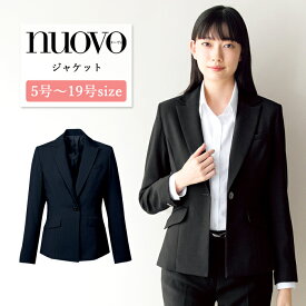 事務服 ジャケット レディース 制服 nuovo 秋冬 春 FOLK ジャケット 黒 ブラック 医療事務 受付 接客 冠婚葬祭 仕事 営業 結婚式 エステ サロン セレモニー オフィス フォーマル シンプル スーツ 長袖 上着 上品 動きやすい おうちで洗える【送料無料】