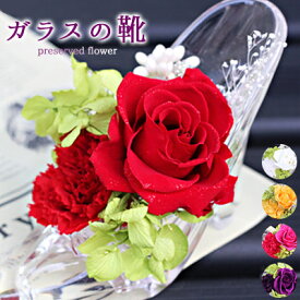 プリザーブドフラワー メッセージカード無料 ギフト 枯れない 花 お花 薔薇 母の日 プレゼント ガラスの靴 ローズ カーネーション フラワーアレンジメント (rs-hana-015) 誕生日 結婚 お祝い 女性 ギフト 退職 送別会 お見舞い 結婚祝い 結婚記念日 【翌日配送対応】