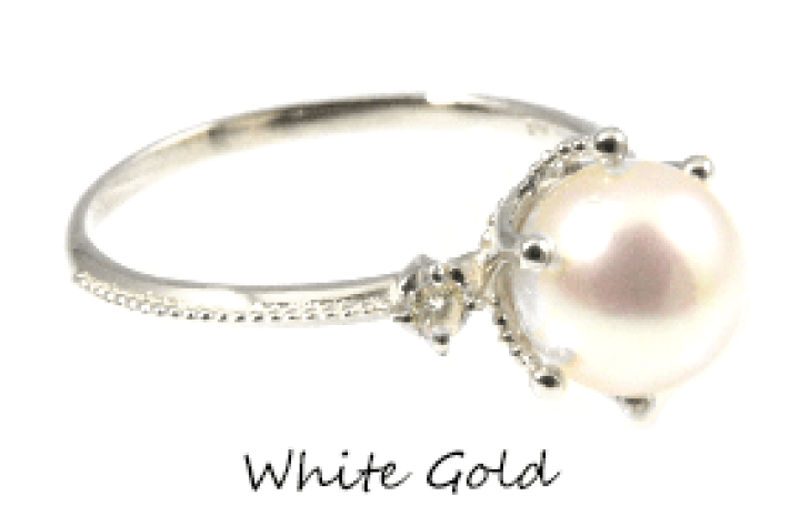 楽天市場】K10 リング あこやパールリング ダイヤモンド0.03ct アコヤ