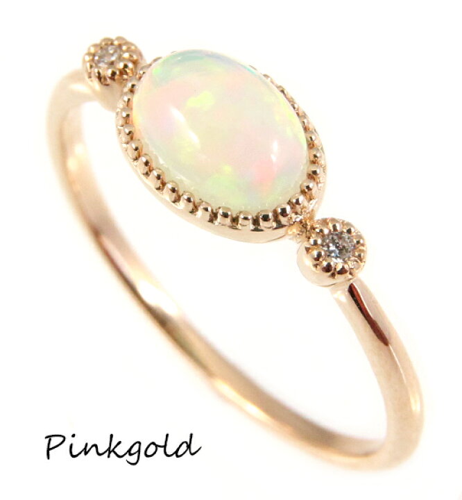 楽天市場】K18 オパール／ダイヤモンド0.02ctリング 18金オパール  