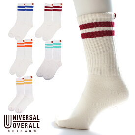 【UNIVERSAL OVERALL】メンズ ラインクルー ユニバーサルオーバーオール 靴下 くつ下 カレッジバッグ レギュラー丈 くつした socks ソックス 脱げない set スニーカー 爽快 ビジネス ルームソックス 父の日 プレゼント 実用的 父の日 ギフト LONGS