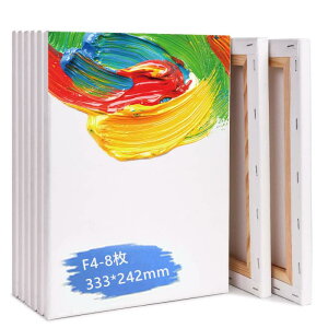 張りキャンバス F4 キャンバス 画材 油絵 絵画 画布 綿化繊混紡 木製フレーム 描画 油彩・アクリル兼用 オイル漏れ防止 中目 ライト木枠 木製フレーム 化繊綿 壁に掛ける 部屋飾り 333mmx242mm