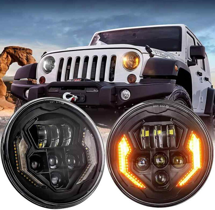 楽天市場】ラングラー led MOVOTOR 7インチ ledヘッドライトウィンカー 