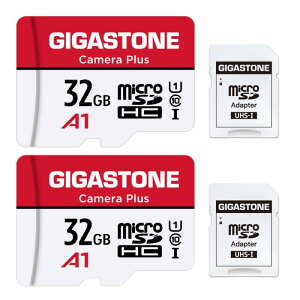 GIGASTONE マイクロsdカード 32gb 2個セット, Full HD動画, 2 SDアダプタ付き 2 ミニ収納ケース付き, Micro SDHC U1 C10