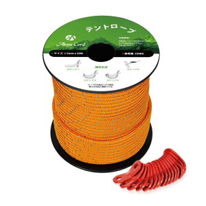 Abma Cord �K�C���[�v �e���g���[�v 5mm ���˃p���R�[�h ���݋���t�� 20m/30m/50m �ω׏d250kg �L�����v �e���g �^�[�v �A�E�g�h�A�p
