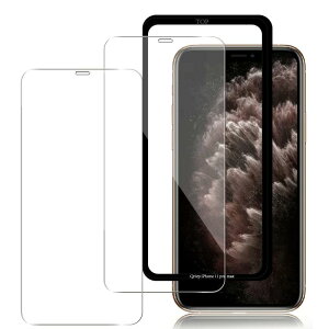 Qrivp �K���X�t�B���� iPhone 11 Pro �K���X�t�B���� �y2���Z�b�g �K�C�h�g�t���z���{���Ɏq�f�ސ� iphone XS/X �ی�t�B���� �����K���X �A�C�t�H�� 11 Pro/XS/X �t���ی�t�B���� 3D Touch�Ή� ���� �h�w