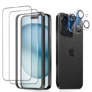 iPhone 15 Plus ガラスフィルム 全面保護 (2枚) + iPhone15Plus カメラフィルム (2枚) アイフォン15プラス 保護フィルム iphone 15 Plus 強化ガラス フィルム iphone 15 Plus 画面保護シート
