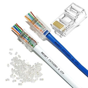 YFFSFDC RJ45�R�l�N�^ CAT6 CAT5E CAT5 LAN�P�[�u���p �ђʌ^ LAN�R�l�N�^ �z���ȒP �ܐ܂�ɂ��� RJ45 ���W�����[�v���O 8P8C LAN �R�l�N�^ 1000Mbps �P���������Ή� �u���[�h�����߂��� (100�Z