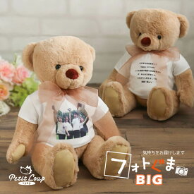 12.10迄P10倍★フォトぐまBig [DSサイズ 座高28cm] 写真ギフト フォトフレーム 写真入り ぬいぐるみ オリジナル 家族写真 子供 孫 彼氏 彼女 カップル 記念日 お誕生日 母の日 プレゼント サプライズ おじいちゃん おばあちゃん 名入れ メッセージベア 開店祝い テディベア
