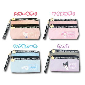 【T3】サンリオ　ダブルポケットポーチ　ロゴテープ【sanrio/サンリオ/キャラクター/キャラクターポーチ/キャラポーチ/女の子/キッズ/女子/レディース/プレゼント/ギフト】【2409】
