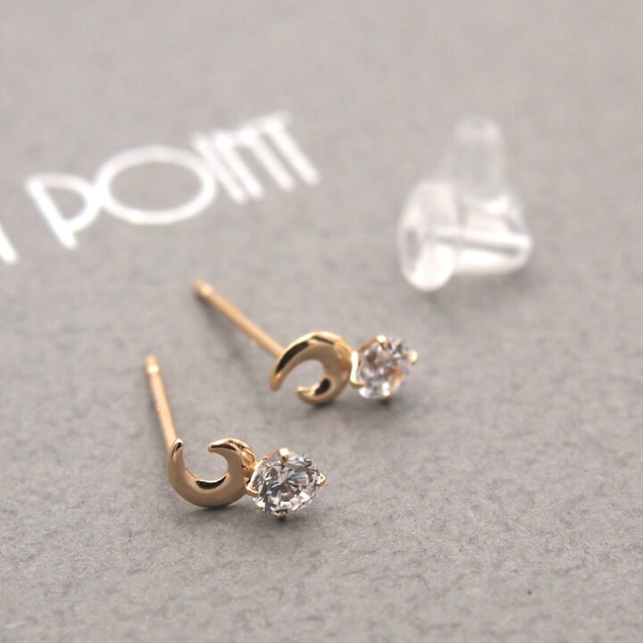 楽天市場】K10／月デザインカラーキュービックジルコニアピアス クリア 