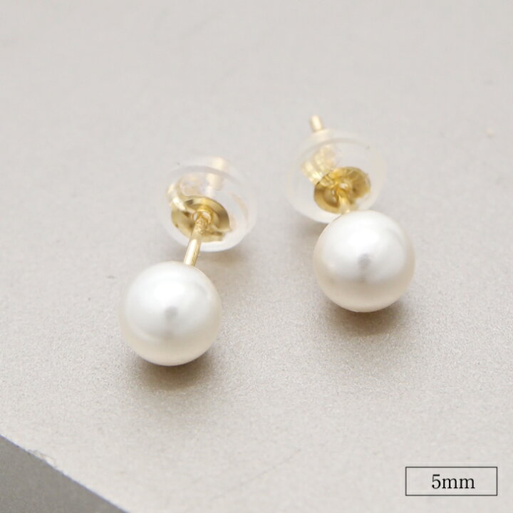楽天市場】K18パールピアス（人工真珠） 4mm 5mm 6mm 7mm  