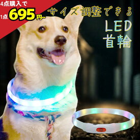 ＼衝撃特価 695円~★4点購入で／【レインボーに光って超目立ちます♪】 光る 首輪 犬 レインボー ペット 夜 散歩 発光 点滅 USB 充電式 首輪 ライト led ペット 充電 小型犬 中型犬 大型犬 犬用品 安全 夜 さんぽ ひかる 安全 事故防止