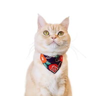【メール便】CAT Amo.k アモワークス キャット　大椿バンダナ カラー ピンク パープル S M サイズ 猫用首…