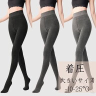 グレー タイツ 裏起毛 着圧 着痩せ 美脚 縞模様 外穿 トールサイズ ロング フェイクタイツ レディース 裏…