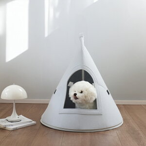 【送料無料】ペットハウス ドーム型 折りたたみ おしゃれ フェルト 三角型 室内用 小型犬 猫 北欧 シンプル グレー 通気性 コンパクト収納 ペットベッド
