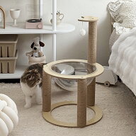 【送料無料】キャットタワー ミニ 宇宙船 爪とぎ 爪研ぎ 猫タワー クリアボウル 北欧 爪とぎ サイザル麻 …